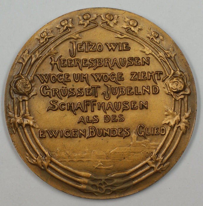1901 Schaffhausen Switzerland Swiss Bronze Medal Designed by Dammkohler JA