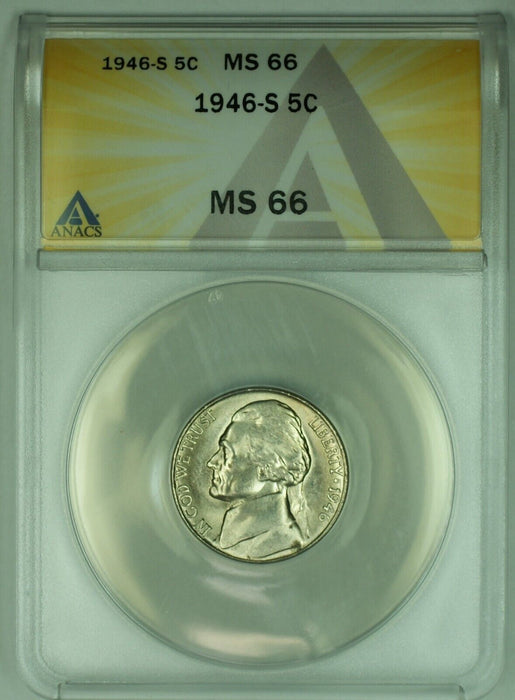 1946-S Jefferson Nickel Toned 5C ANACS MS 66 (51)