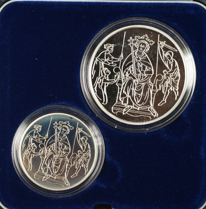 1995 Israel Sheqalim Biblical Art 2 Coin Silver Proof & UNC Set w/ Box & COA