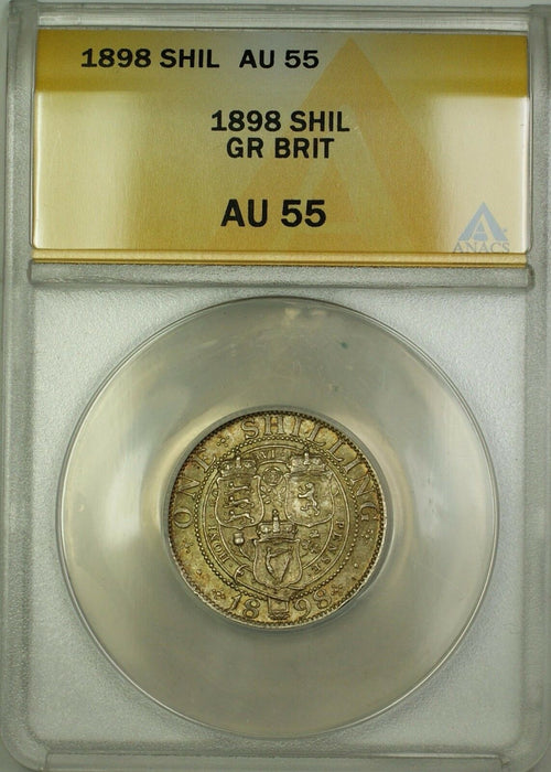 1898 Great Britain 1S Shilling Silver Coin ANACS AU-55