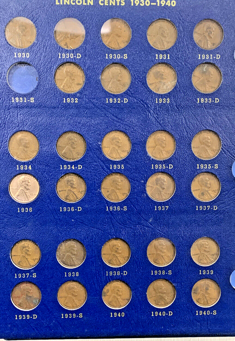 1909-1970 Lincoln Wheat Cent Almost Complete Set-Whitman Deluxe Album (A)