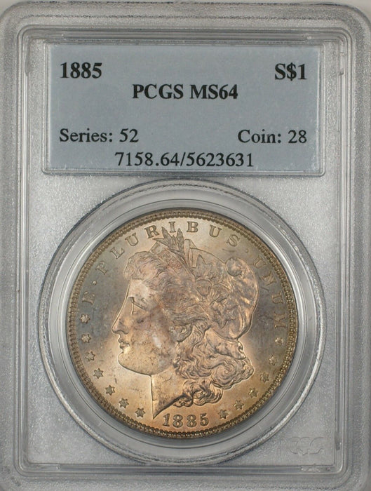 1885 Morgan Silver Dollar $1 Coin PCGS MS-64 Nicely Toned (11)