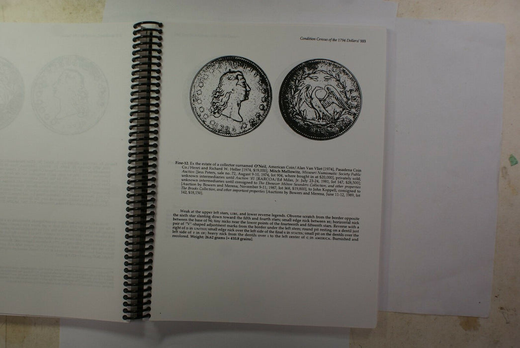 "1794 History and Geneaolgy of the First US Dollar" by Collins & Breen RSE (A8)