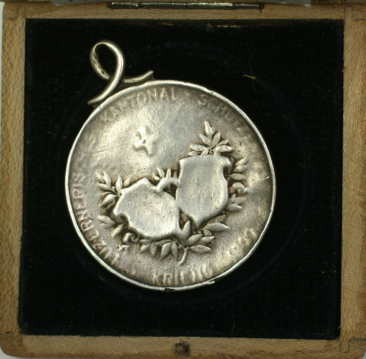 1899 Luzern Switzerland Silver Swiss Shooting Medal Looped R878A in Case