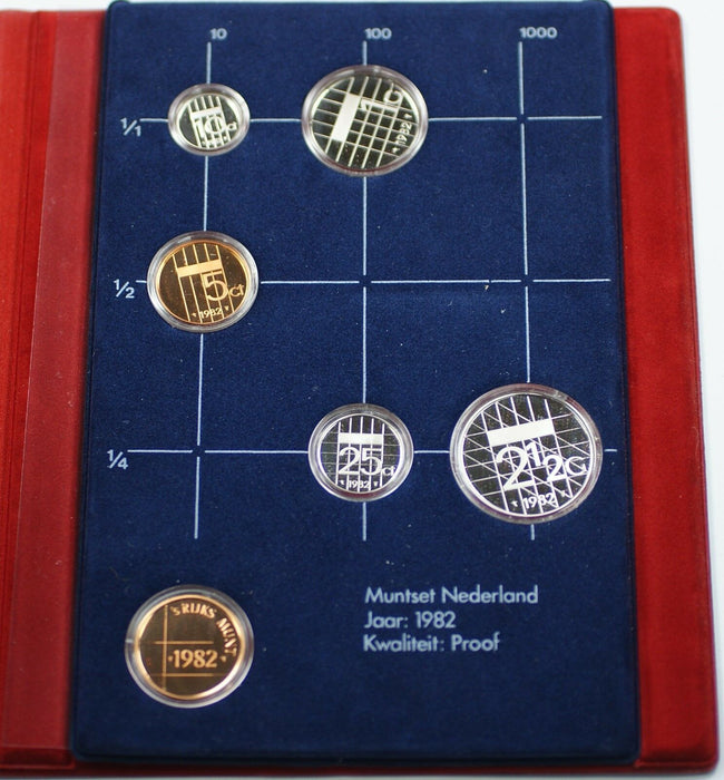 1982 Netherlands Proof Set 5 Coins and a Mint Token 's Rijks Munt Utrecht