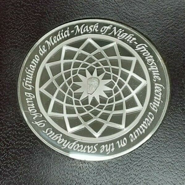 Franklin Mint Genius of Michelangelo PF .925 Silver Medal- Mask of Night