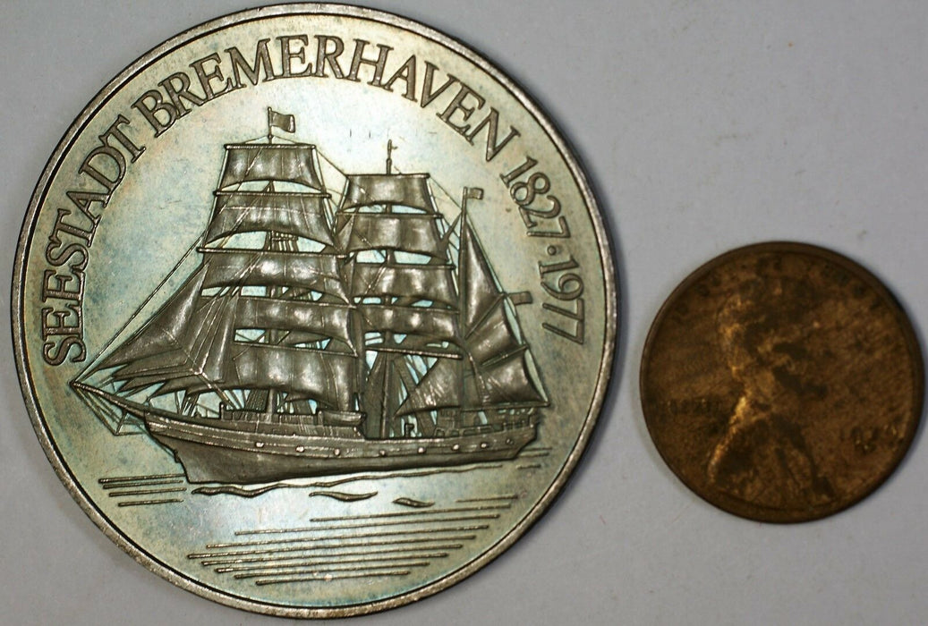 1827-1977 Seestadt Bremerhaven Trident Silver Toned Uncirculated German Medal