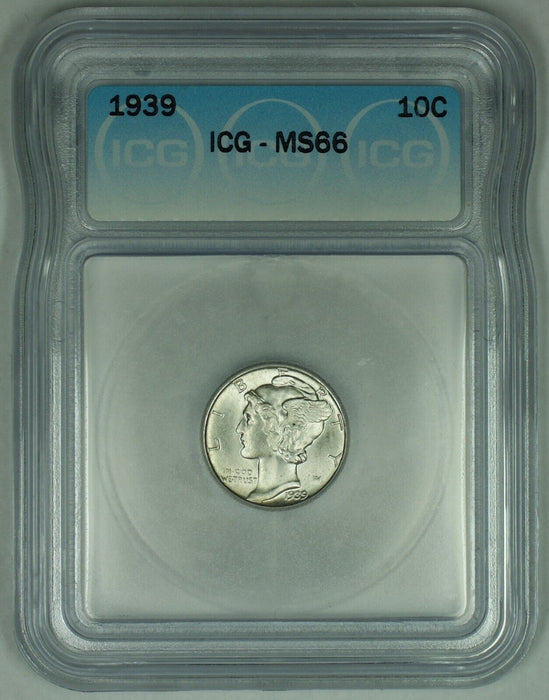 1939 Mercury Silver Dime 10c Coin ICG MS 66 (53) A