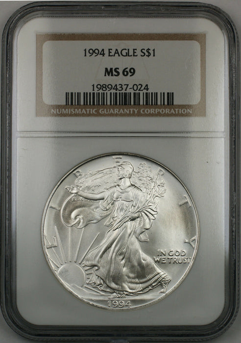 1994 American Silver Eagle $1 Coin ASE NGC MS-69 Gem Near Perfect