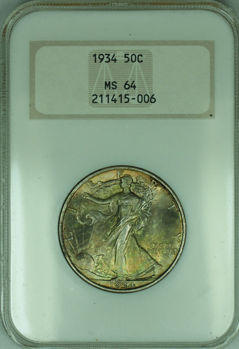 1934 Walking Liberty Half Dollar Toned NGC MS 64 (NGC Fatty)