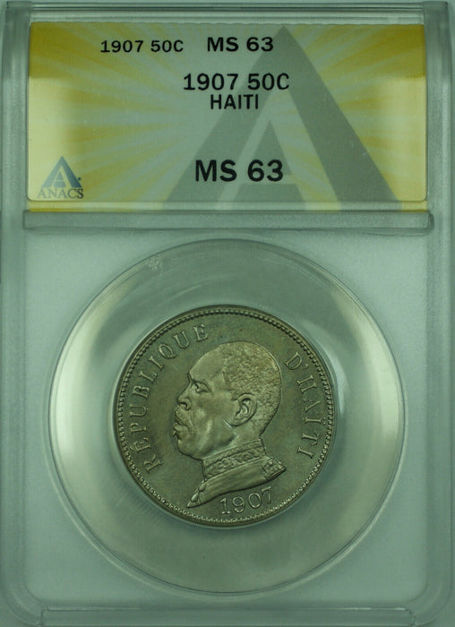 1907 50C Haiti ANACS MS 63 50 Centimes Specimen KM#56