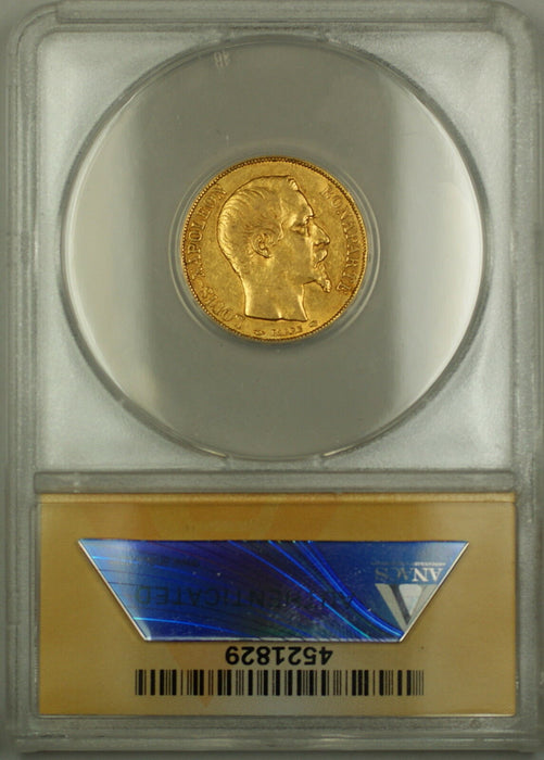 1852-A France 20 Fr Francs Gold Coin ANACS EF-45