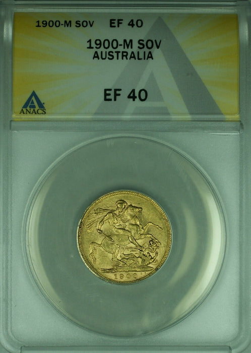 1900-M Australia One Sovereign Gold Coin Queen Victoria  ANACS EF-40