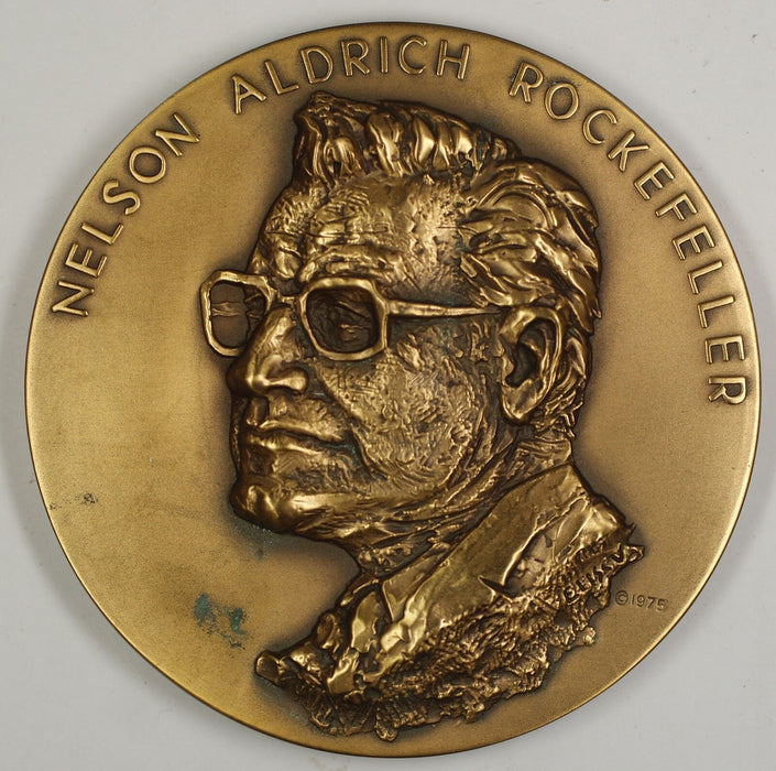 1974 Nelson A. Rockefeller High Relief Large Bronze Inaugural Medal-w/Spotting