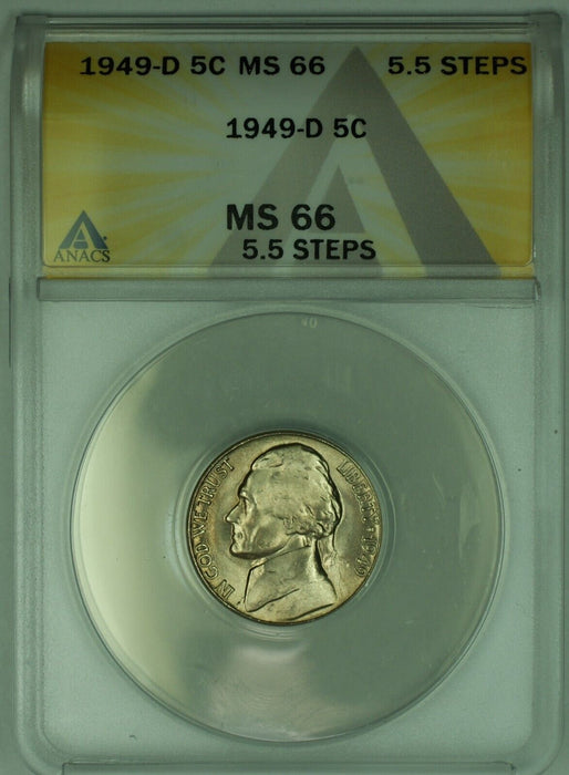 1949-D Jefferson Nickel 5C ANACS MS 66-5.5 Steps (51)