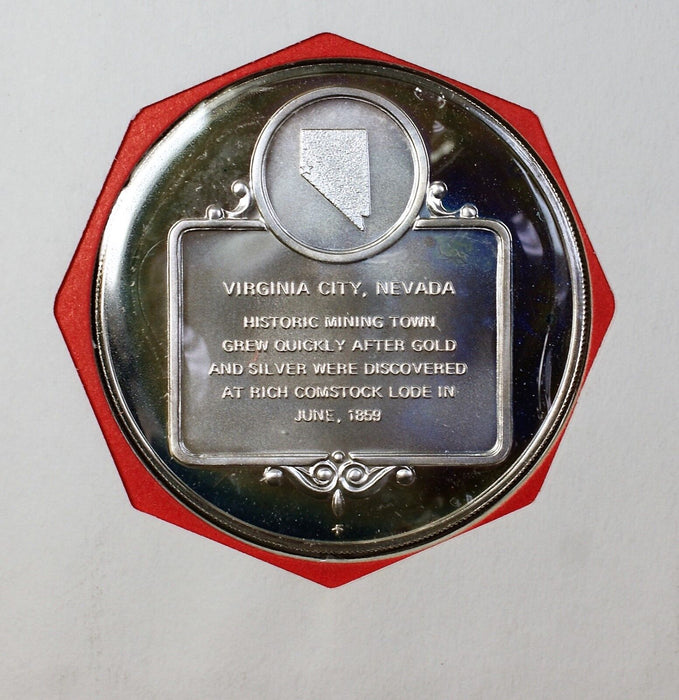 1972 Virginia City NV Great Historic Sites Medal Proof Silver First Day Cover