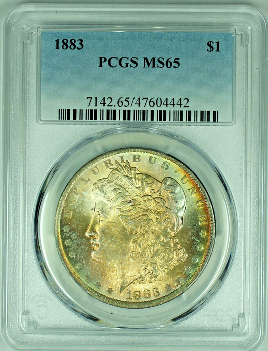 1883 Morgan Silver Dollar Rainbow Tone PCGS MS 65 47