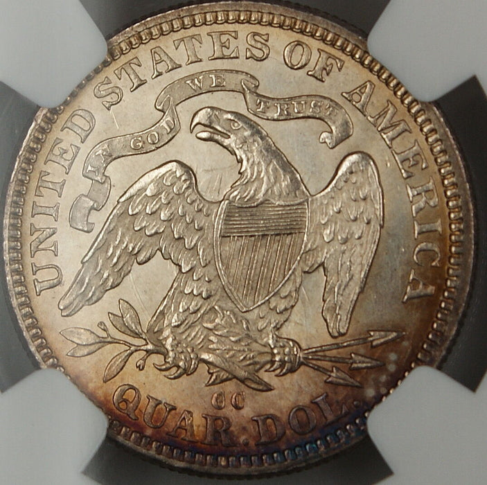 1876-CC Seated Liberty Quarter 25c, NGC UNC Details, Very Choice BU, PL Obverse