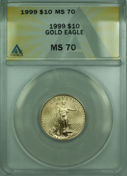 1999 Gold American Eagle 1/4 Oz $10 AGE Coin ANACS MS-70