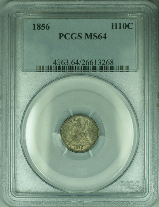1856 Seated Liberty Half Dime Silver 5c Coin PCGS MS-64 Toned (C) AKR