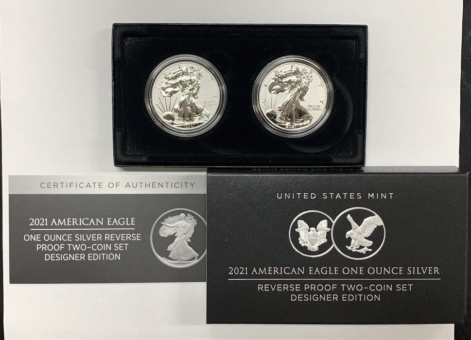 2021 American Silver Eagle Reverse Proof Two Coin Set, Designer Edition