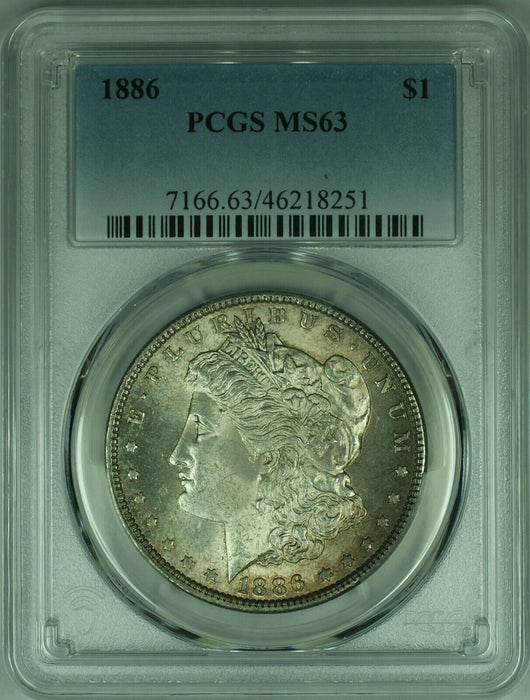 1886 Morgan Silver Dollar Coin PCGS MS-63 With Toning  (47C)