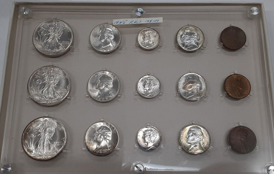 1945 PD&S UNC Set in Seitz Holder - Brilliant Uncirculated 15 Coins Total