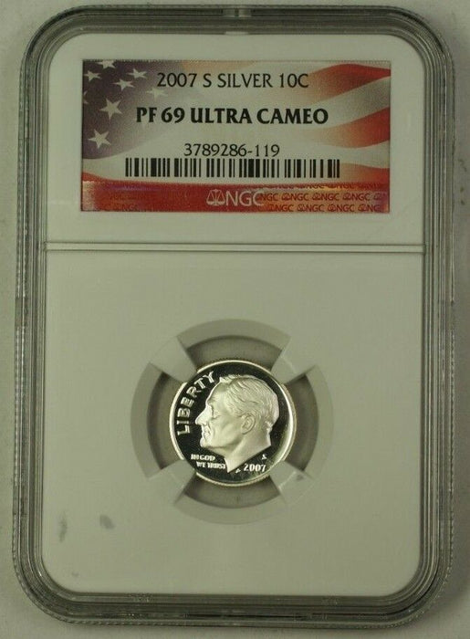 2007-S US Silver Roosevelt Dime 10c Coin NGC PR-69 Ultra Cameo