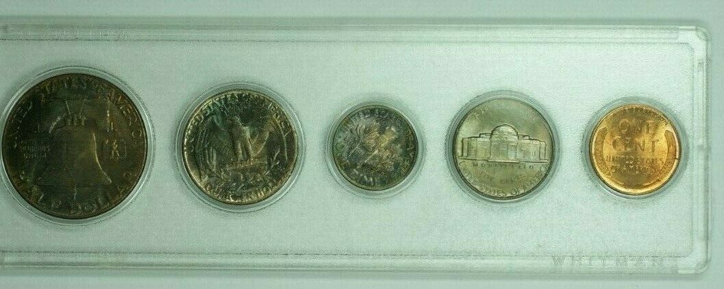 1958 US Mint Set in Plastic Holders Brilliant Uncirculated Coins Mint Set Toned