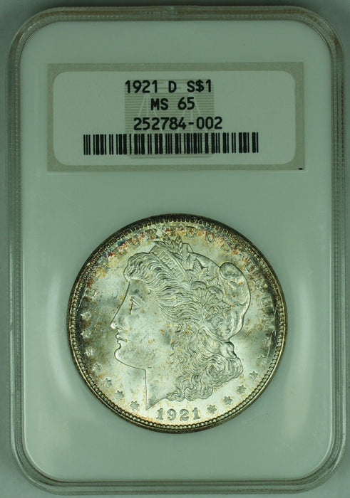 1921-D Morgan Silver $1 Dollar Light Peripheral Toned Coin NGC Fatty MS 65