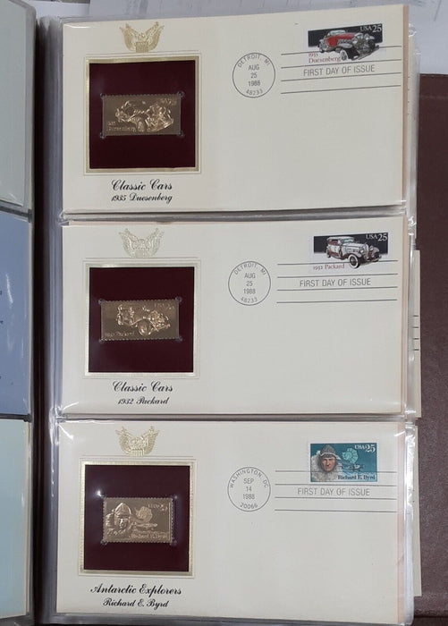 Golden Replicas & FDCs of US Stamps Postal Commem. '87-'88 71 Total W/Info Cards