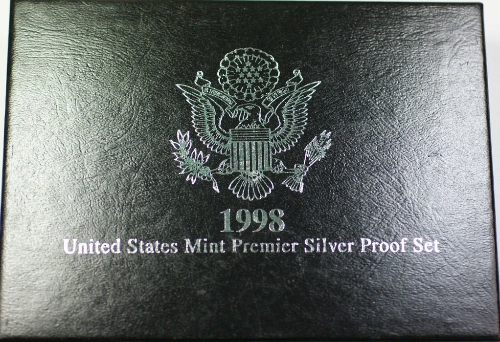 1998-S U.S. Mint Complete SILVER Premier Proof Set Gem Coins with Box and COA