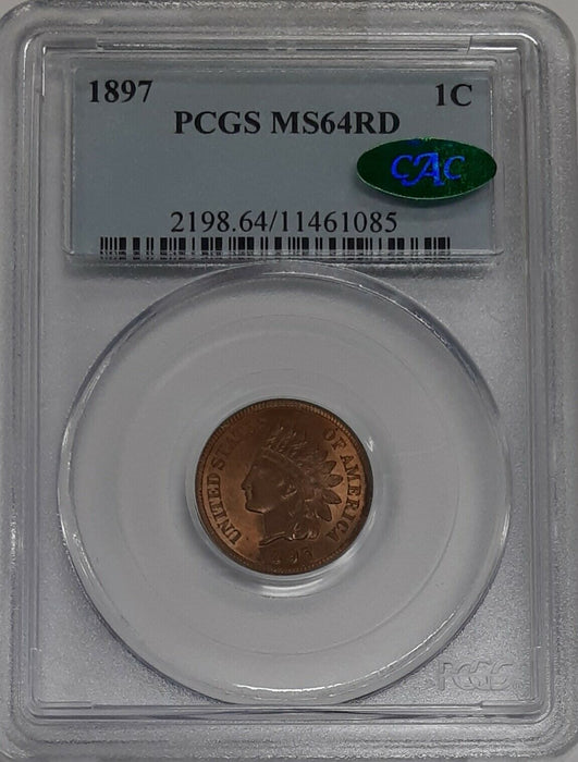 1897 Indian Head Cent 1c PCGS MS-64 RD CAC