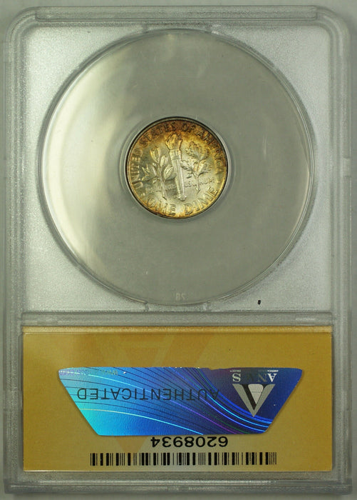 1949-D Silver Roosevelt Dime 10c ANACS MS 66 Obverse Toning