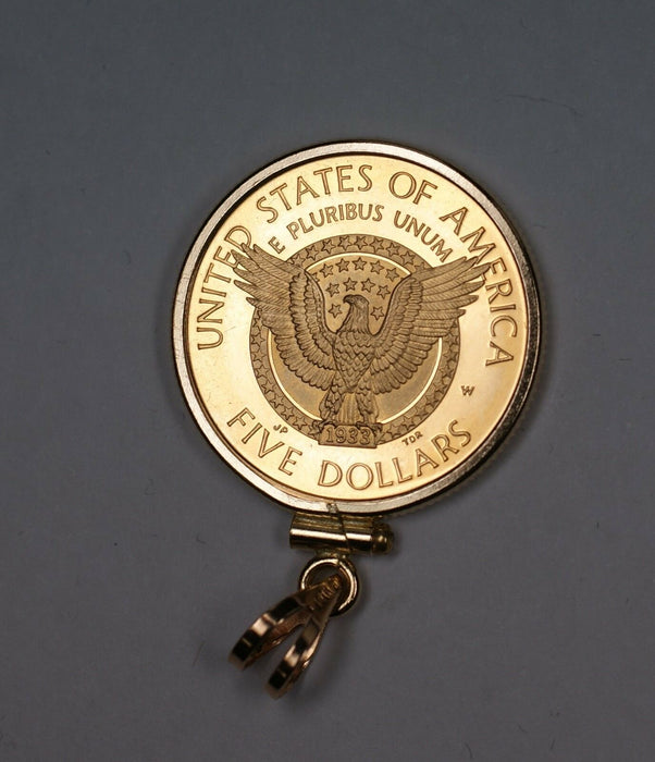 1997 Franklin Deleno Roosevelt FDR Bezel is 14k 9.7g  Proof Pendant Coin