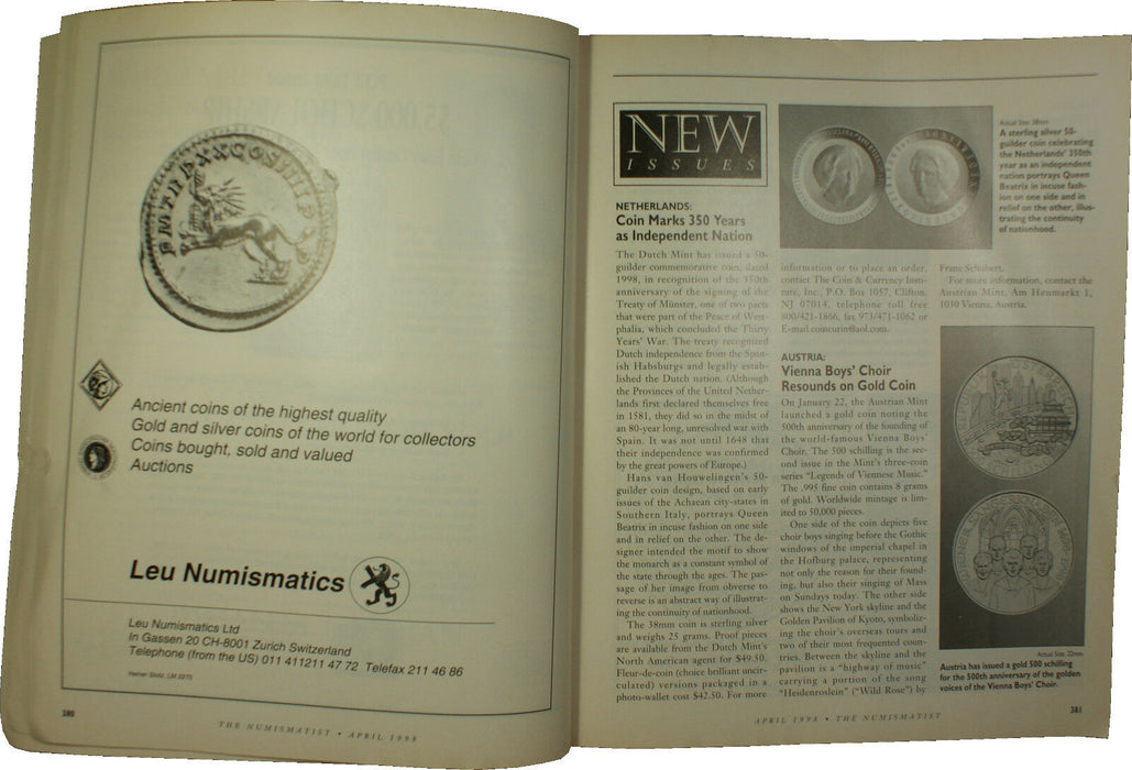 April 1998 The Numismatist Magazine Vol.111 Num.4 (EW)