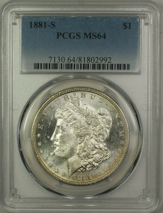 1881-S Morgan Silver Dollar $1 PCGS MS-64 (Better Coin) (14c)