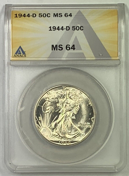 1944-D Walking Liberty Half Dollar ANACS MS 64 Looks Better