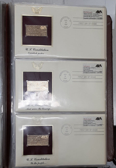Golden Replicas & FDCs of US Stamps Postal Commem. '87-'88 71 Total W/Info Cards