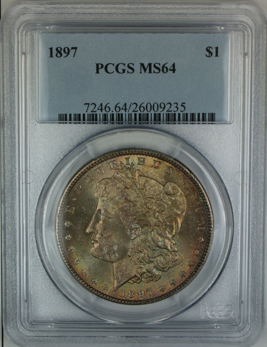1897 Morgan Silver Dollar, PCGS MS-64, Beautifully Toned, DGH