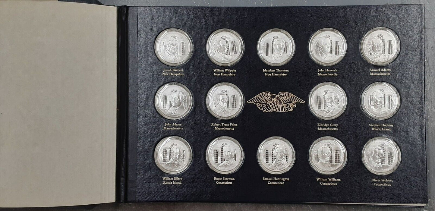 Franklin Mint .925 Silver Medal Signers of the Declaration 56 Pc Complete Set