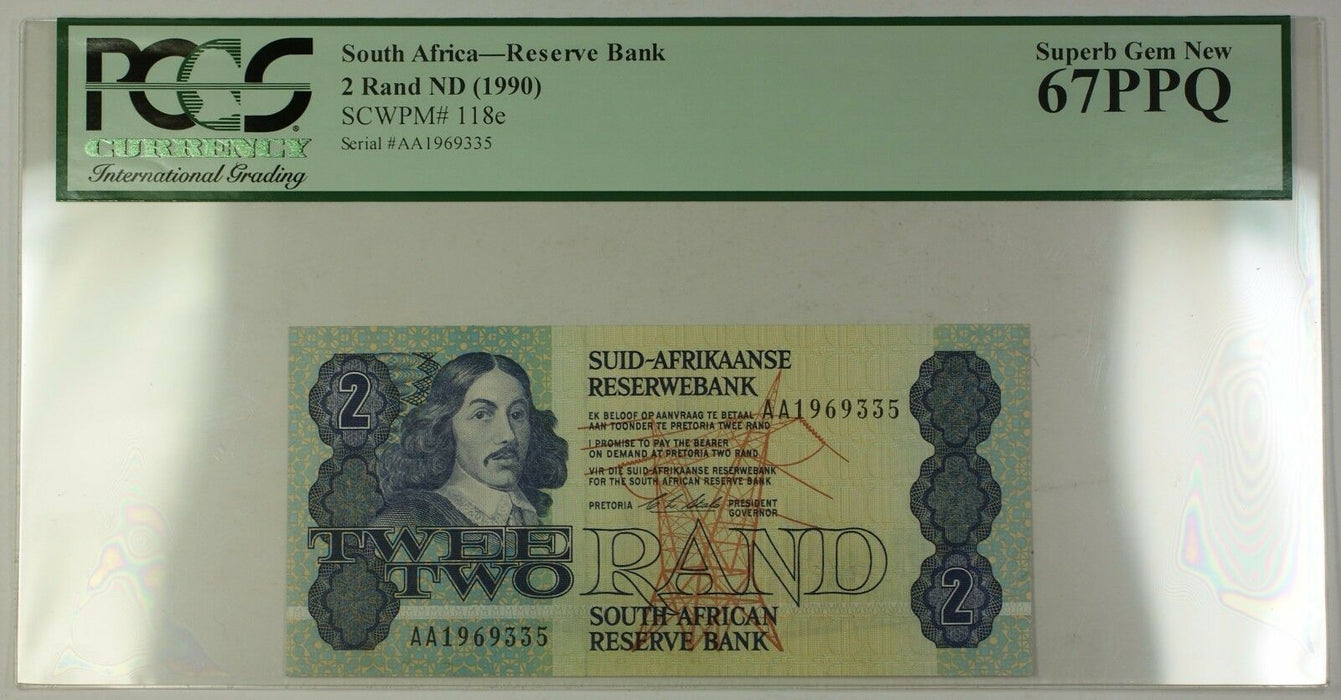 (1990) No Date South Africa 2 Rand Bank Note SCWPM# 118e PCGS GEM 67 PPQ