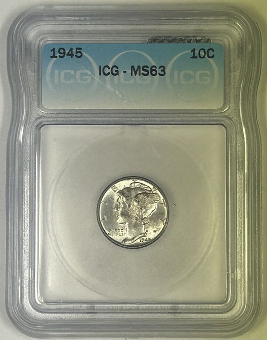 1945 Mercury Silver Dime 10c Coin ICG MS 63 (Looks Better) (54)
