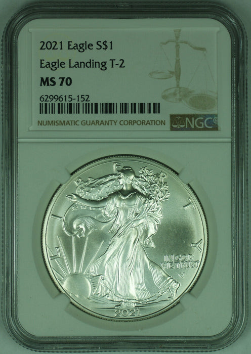 2021 ASE $1 Silver Eagle Type-2 NGC MS 70-Brown Label B