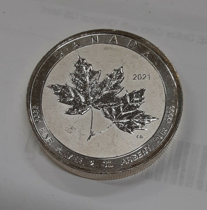 2021 Canada $10 Twin Maple Leaf 2 Ounce .9999 Silver Coin w/Toning