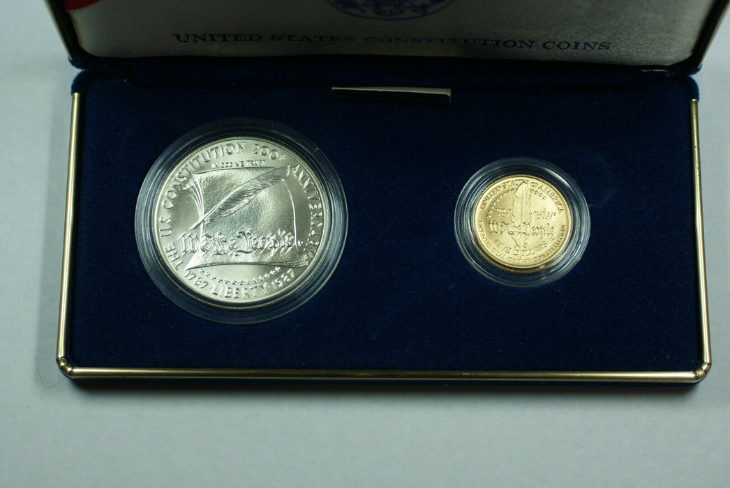 1987 Constitution Commemorative $1 Silver $5 Gold UNC Coin Set No Box or COA