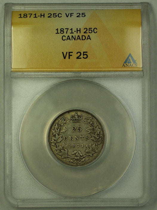 1871-H Canada Silver Quarter 25c ANACS VF-25 JMX