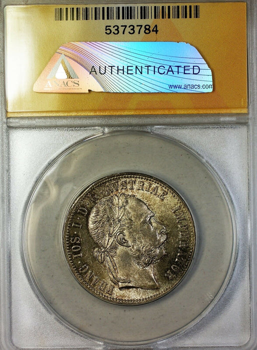 1877 Austria 1 Florin Silver Coin ANACS MS-63