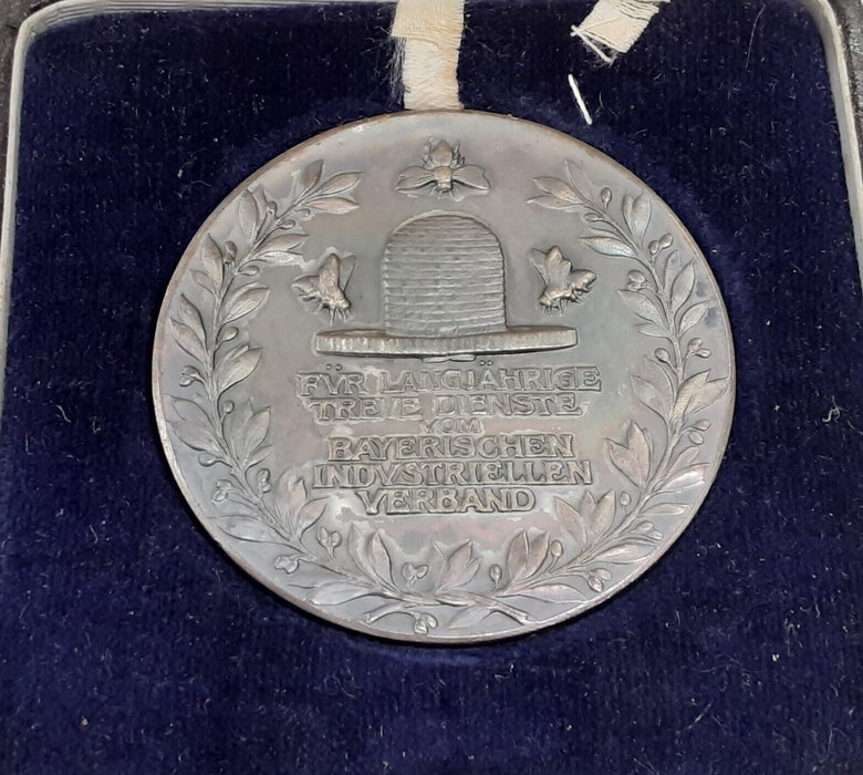 Vintage German Silver Medal For Long Service From Bavarian Industrial Assoc.