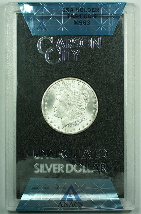 1884-CC GSA Hoard Morgan Silver Dollar $1 Coin ANACS MS-63 with Box & COA (107)